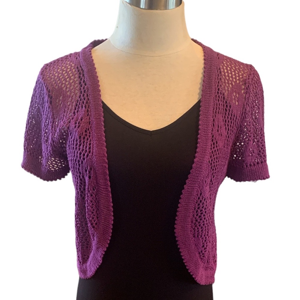 Purple Crochet Shrug Cardigan